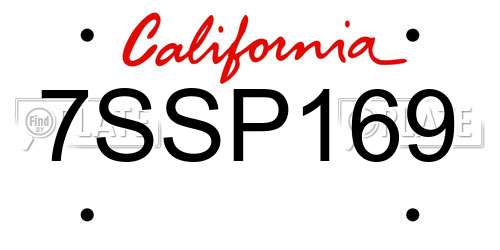 7SSP169 California License Plate