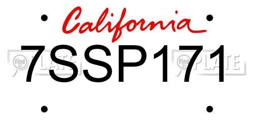 7SSP171 California License Plate