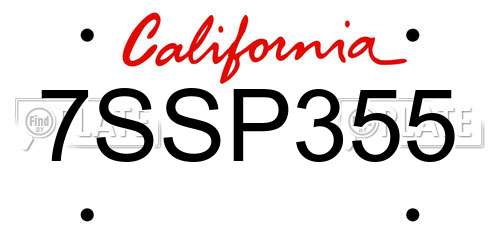 7SSP355 California License Plate
