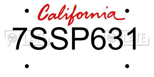7SSP631 California License Plate