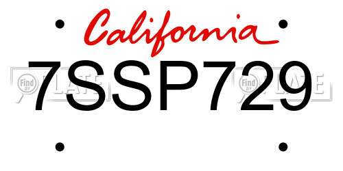 7SSP729 California License Plate
