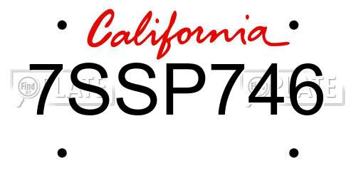 7SSP746 California License Plate