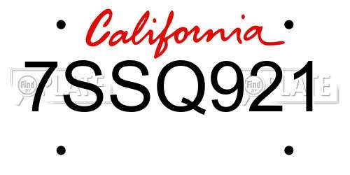 7SSQ921 California License Plate