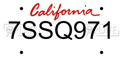 7SSQ971 California License Plate