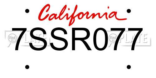 7SSR077 California License Plate