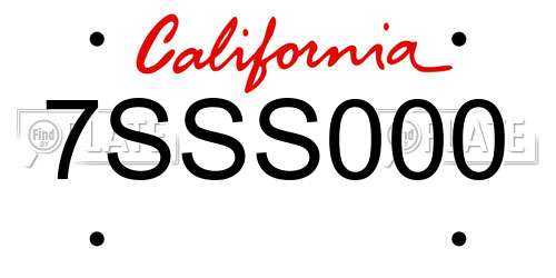 7SSS000 California License Plate