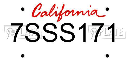 7SSS171 California License Plate