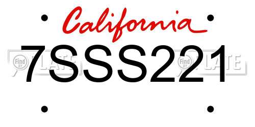 7SSS221 California License Plate