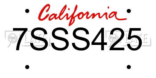 7SSS425 California License Plate