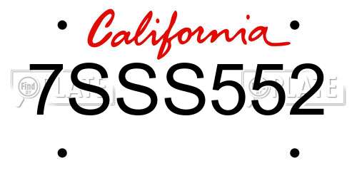 7SSS552 California License Plate