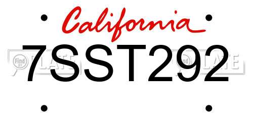 7SST292 California License Plate