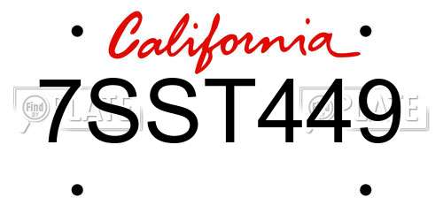 7SST449 California License Plate