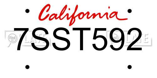 7SST592 California License Plate