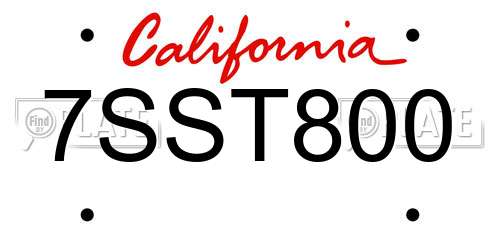 7SST800 California License Plate