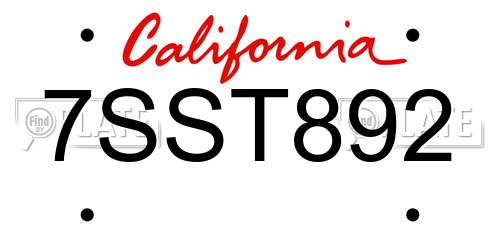 7SST892 California License Plate