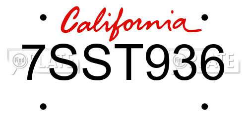 7SST936 California License Plate