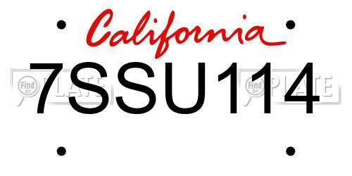 7SSU114 California License Plate