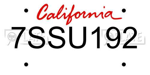7SSU192 California License Plate