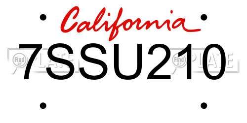 7SSU210 California License Plate