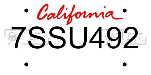 7SSU492 California License Plate