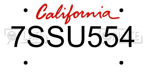 7SSU554 California License Plate