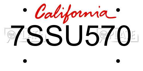7SSU570 California License Plate