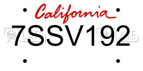 7SSV192 California License Plate