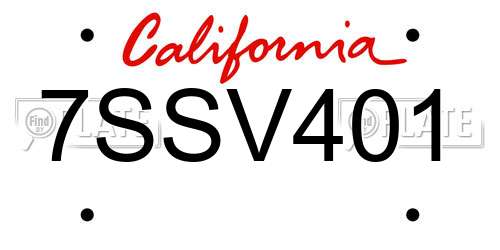 7SSV401 California License Plate
