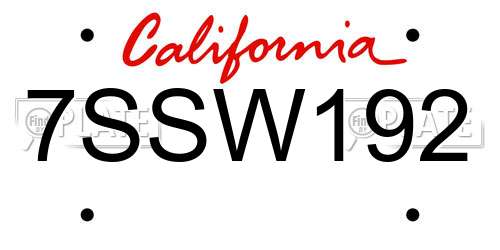 7SSW192 California License Plate