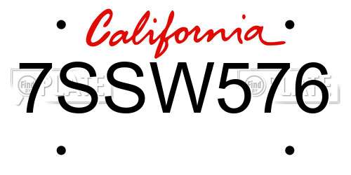 7SSW576 California License Plate