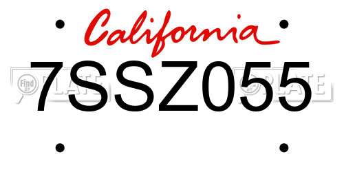 7SSZ055 California License Plate
