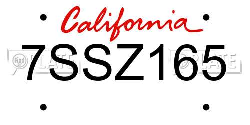 7SSZ165 California License Plate
