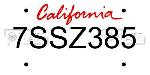 7SSZ385 California License Plate
