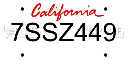 7SSZ449 California License Plate