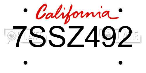7SSZ492 California License Plate