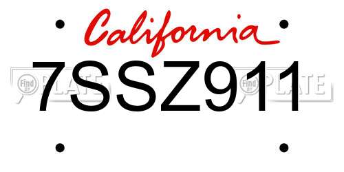 7SSZ911 California License Plate