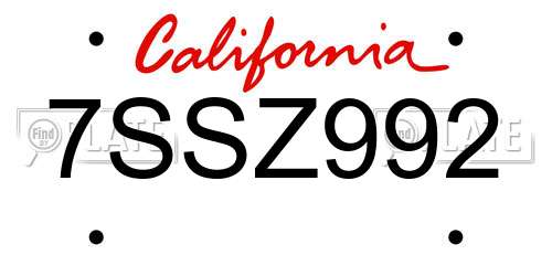 7SSZ992 California License Plate