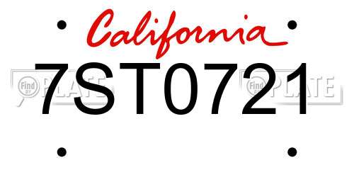 7ST0721 California License Plate