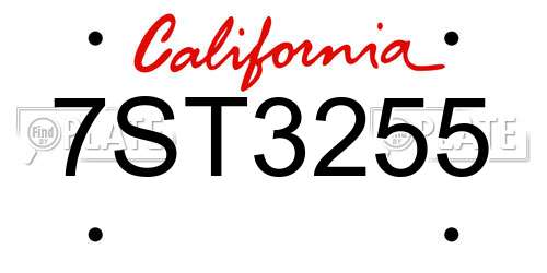 7ST3255 California License Plate