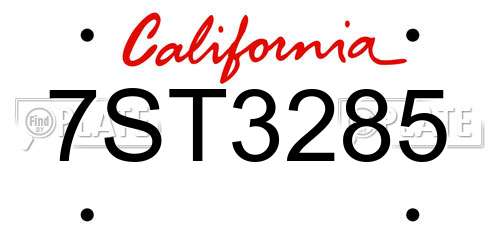 7ST3285 California License Plate
