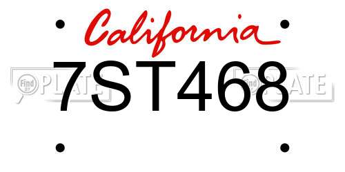 7ST468 California License Plate