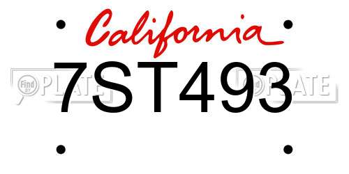 7ST493 California License Plate