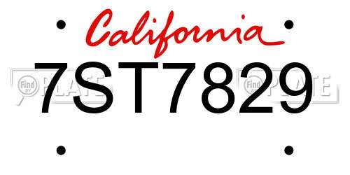 7ST7829 California License Plate