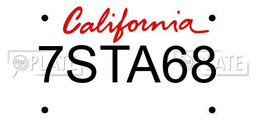 7STA68 California License Plate