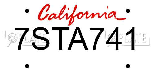 7STA741 California License Plate