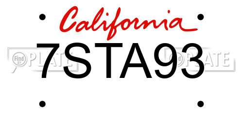 7STA93 California License Plate