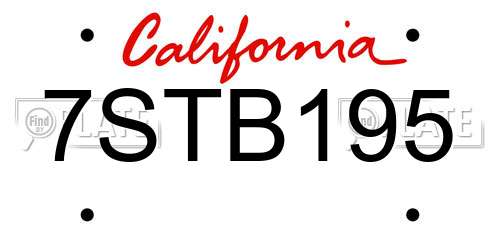 7STB195 California License Plate