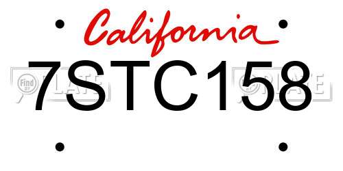 7STC158 California License Plate