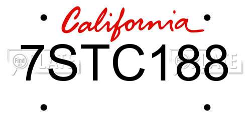 7STC188 California License Plate