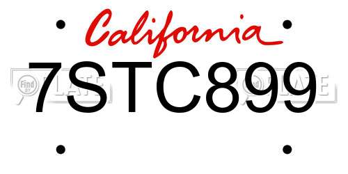 7STC899 California License Plate